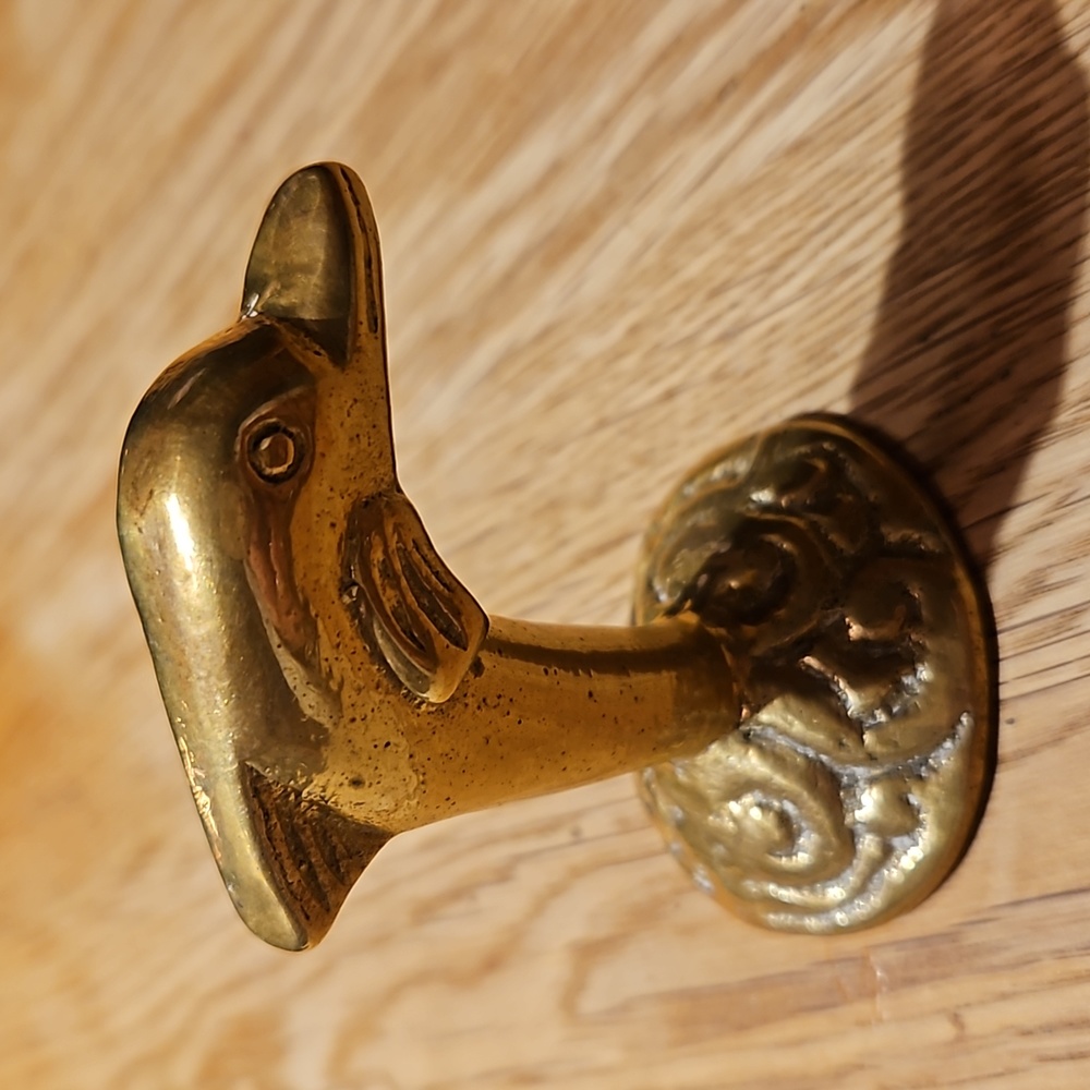 Vtg Solid Brass Dolphin Porpoise Figurine 2.5” Paperweight Statue Decor Heavy